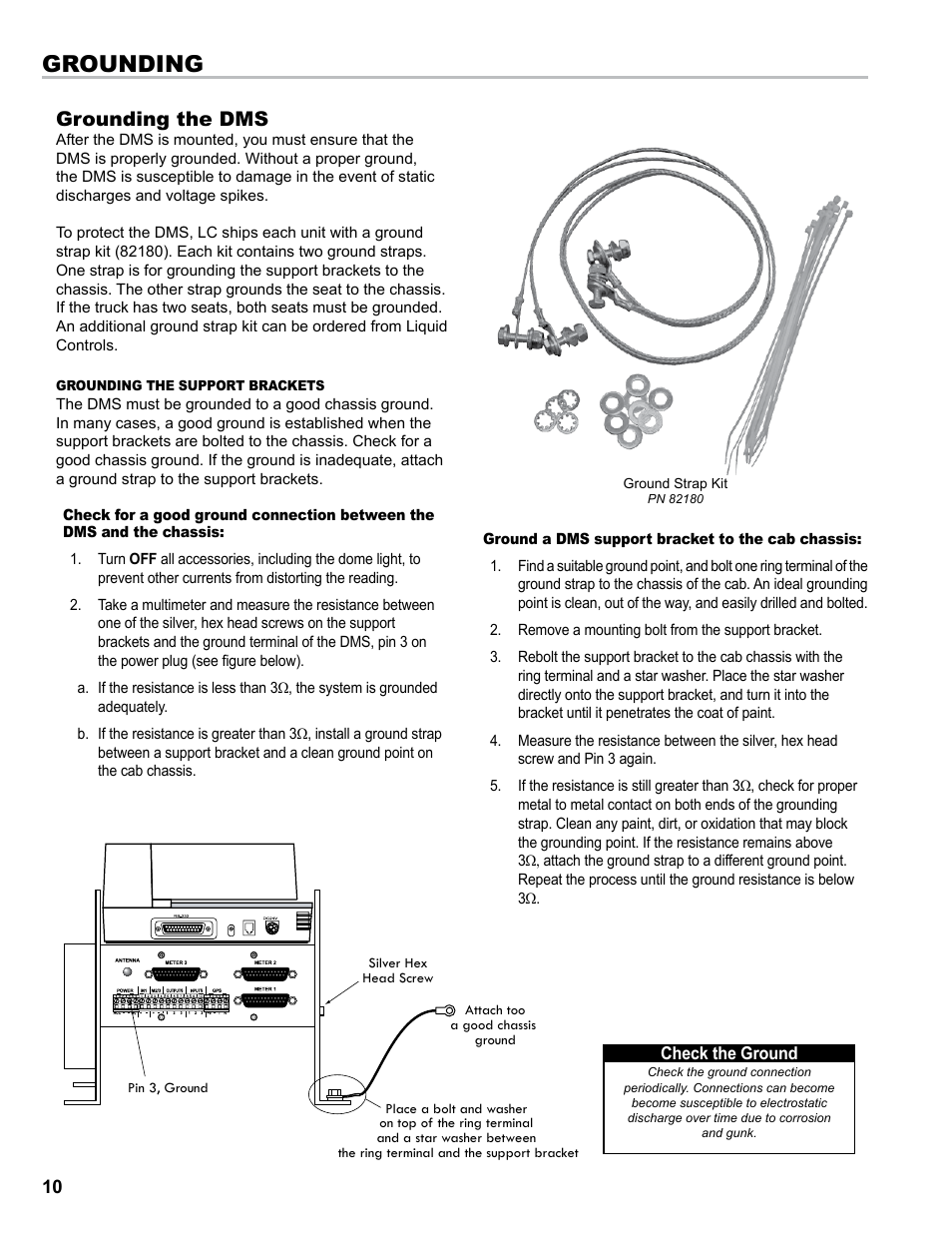 Grounding, Grounding the dms | Liquid Controls DMS Installation User Manual | Page 10 / 20