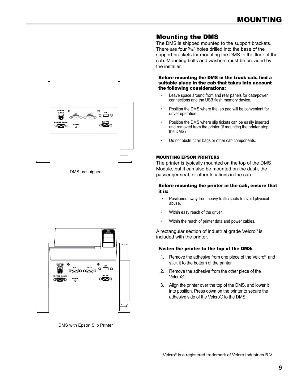 Mounting, Mounting the dms | Liquid Controls DMS Installation User Manual | Page 9 / 20