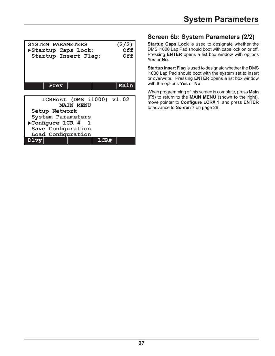System parameters | Liquid Controls DMS Setup User Manual | Page 27 / 84