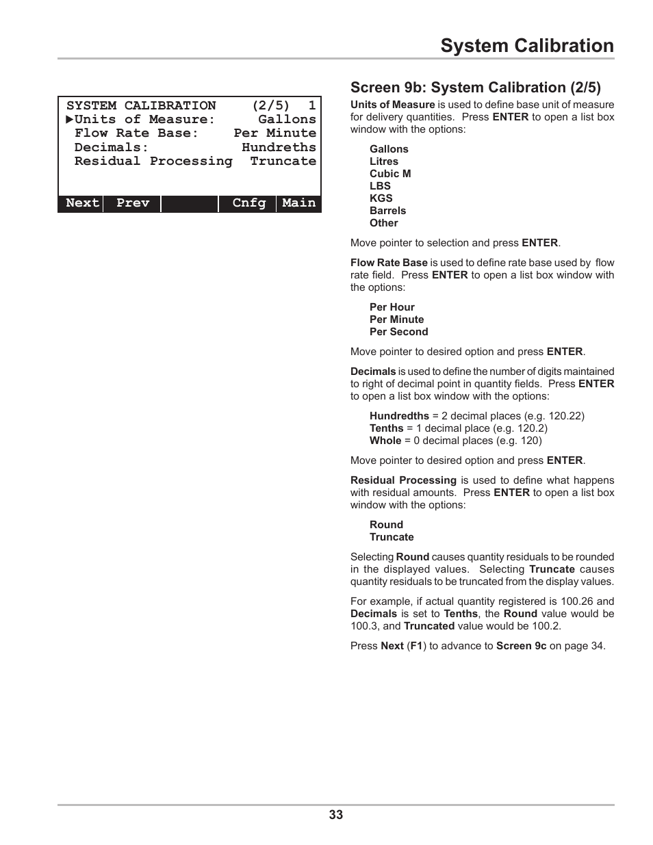 System calibration, Screen 9b: system calibration (2/5) | Liquid Controls DMS Setup User Manual | Page 33 / 84