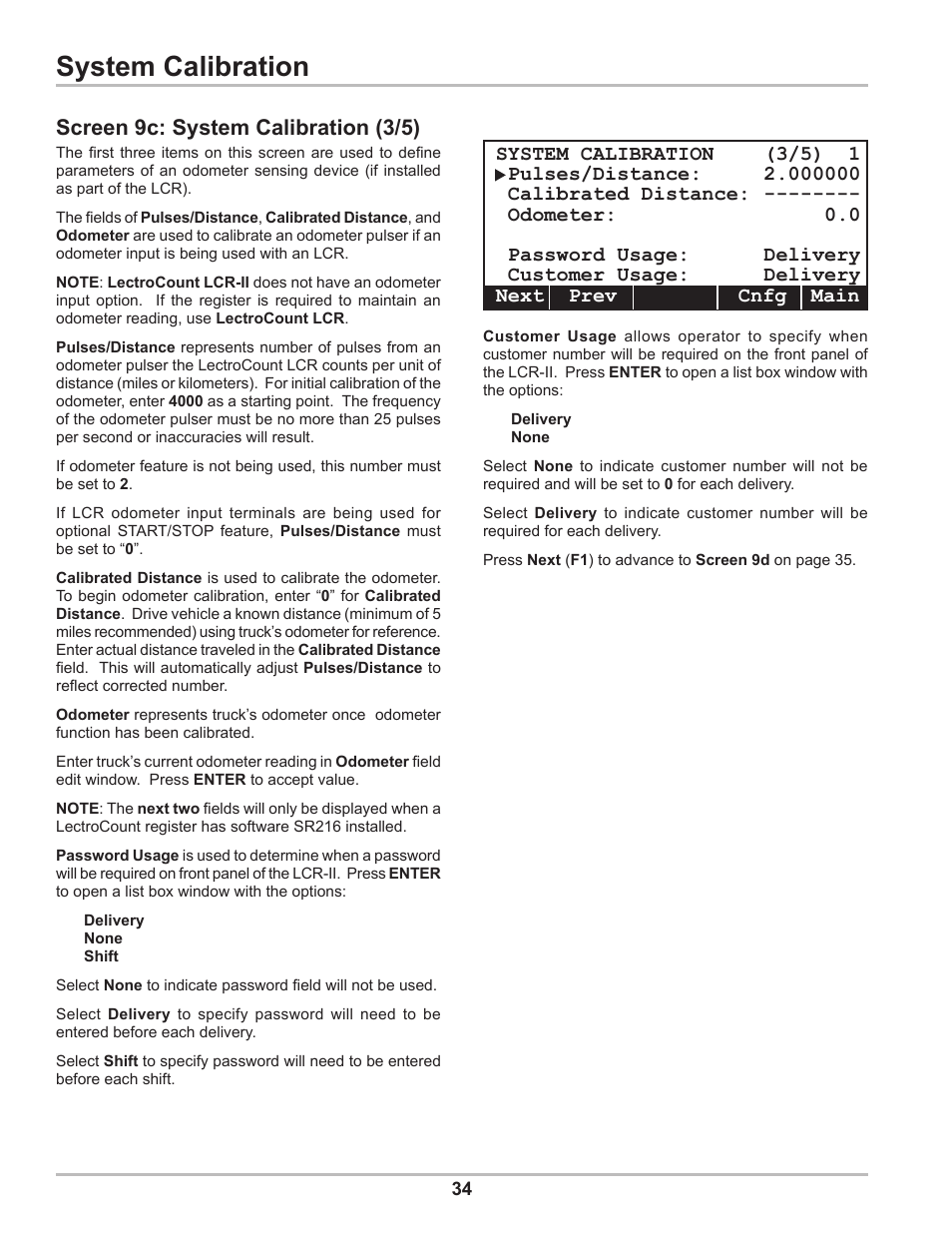 System calibration, Screen 9c: system calibration (3/5) | Liquid Controls DMS Setup User Manual | Page 34 / 84