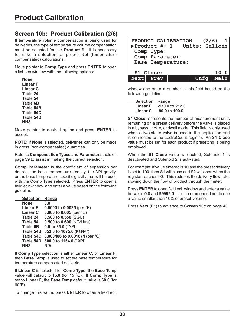 Product calibration, Screen 10b: product calibration (2/6) | Liquid Controls DMS Setup User Manual | Page 38 / 84