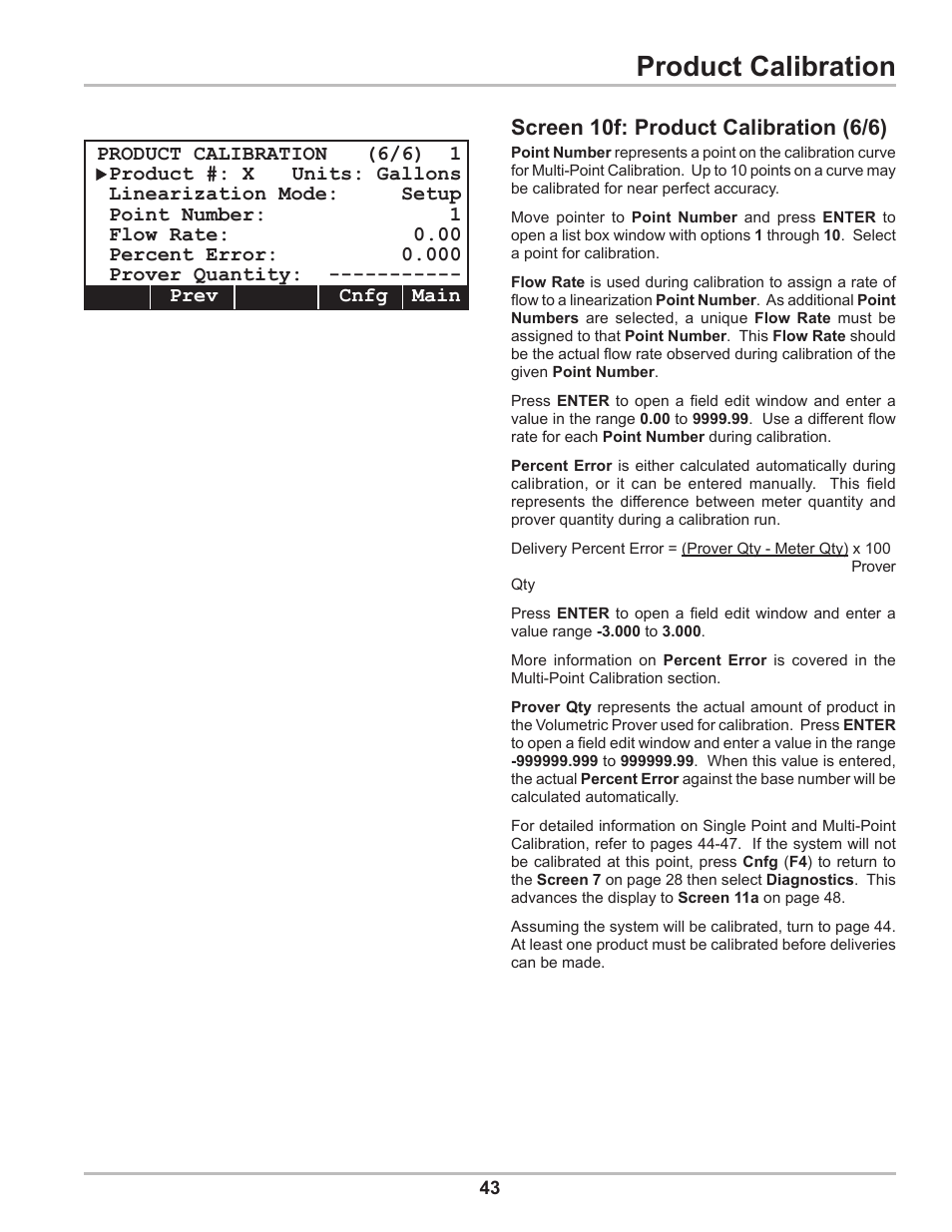 Product calibration, Screen 10f: product calibration (6/6) | Liquid Controls DMS Setup User Manual | Page 43 / 84