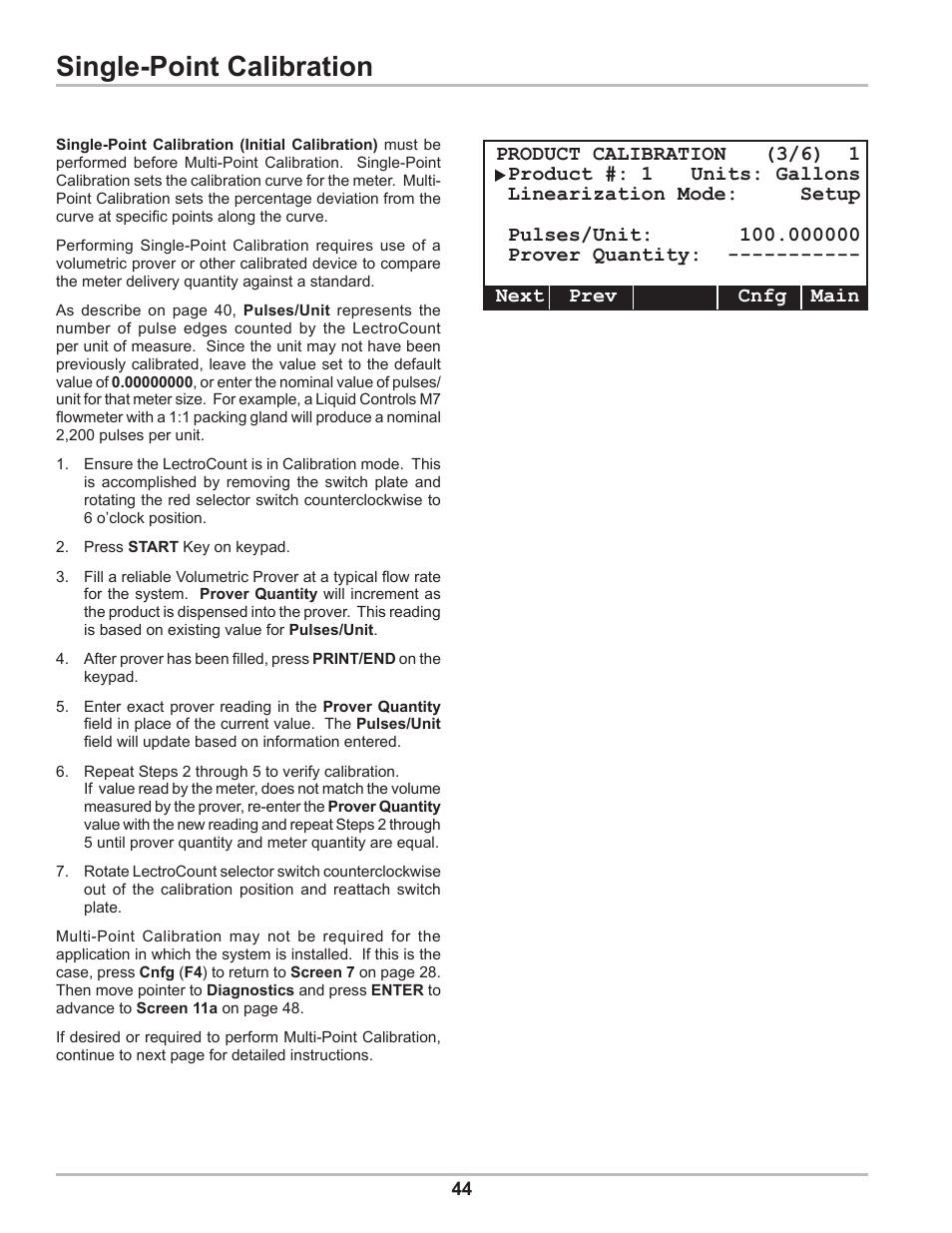 Single-point calibration | Liquid Controls DMS Setup User Manual | Page 44 / 84