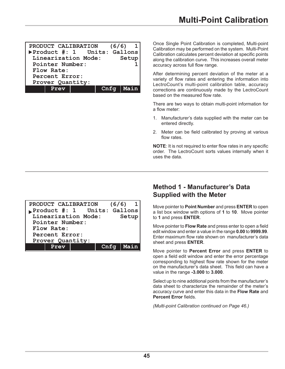 Multi-point calibration | Liquid Controls DMS Setup User Manual | Page 45 / 84