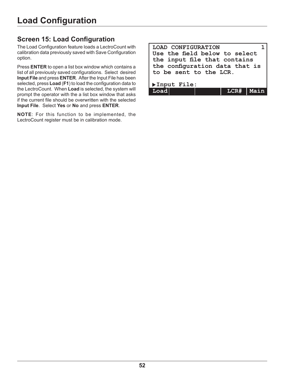Load configuration, Screen 15: load configuration | Liquid Controls DMS Setup User Manual | Page 52 / 84