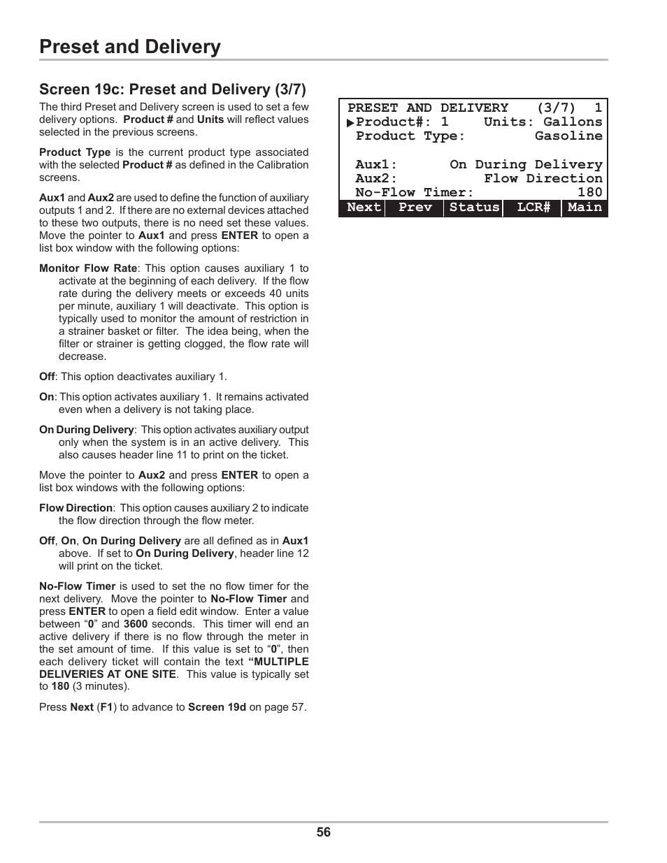 Preset and delivery, Screen 19c: preset and delivery (3/7) | Liquid Controls DMS Setup User Manual | Page 56 / 84
