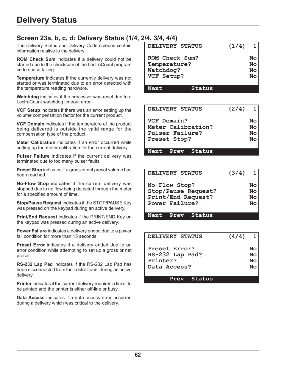 Delivery status | Liquid Controls DMS Setup User Manual | Page 62 / 84