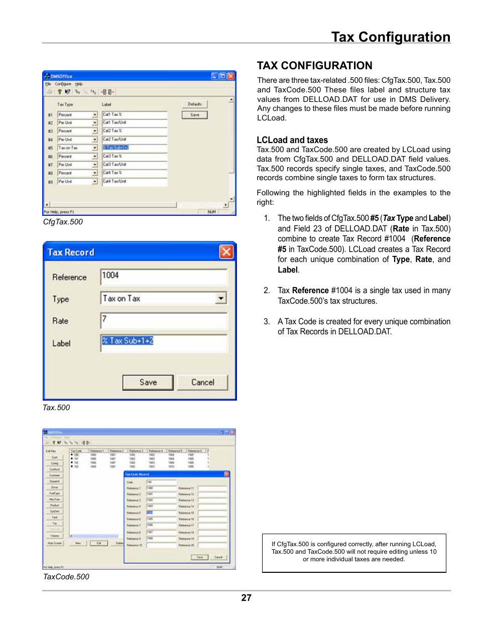 Tax configuration | Liquid Controls DMS Office User Manual | Page 27 / 52