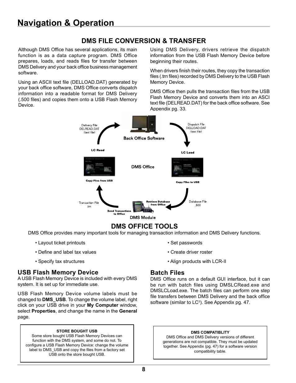 Navigation & operation, Dms file conversion & transfer dms office tools, Batch files | Liquid Controls DMS Office User Manual | Page 8 / 52