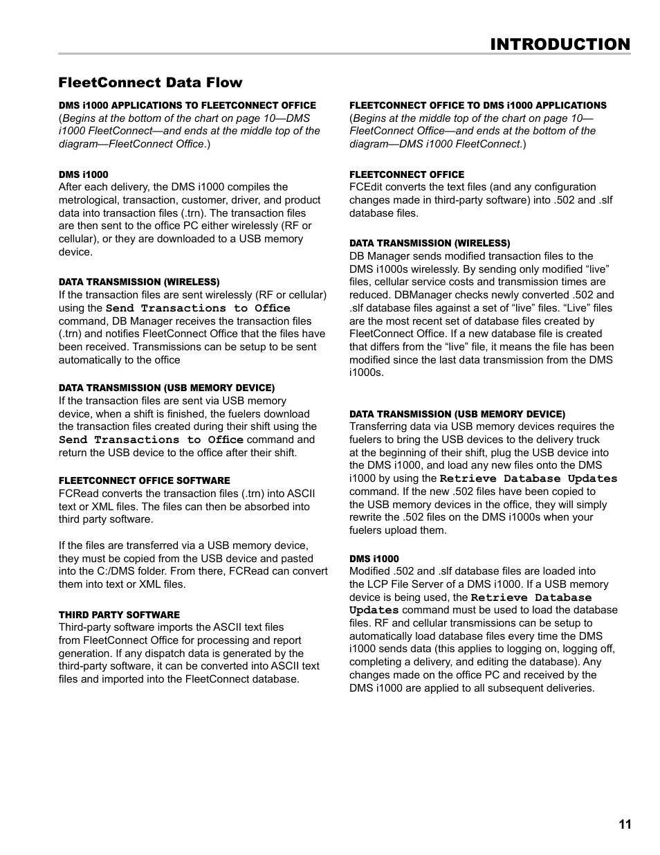 Introduction, Fleetconnect data flow | Liquid Controls DMS i1000 EZConnect Operators User Manual | Page 11 / 36