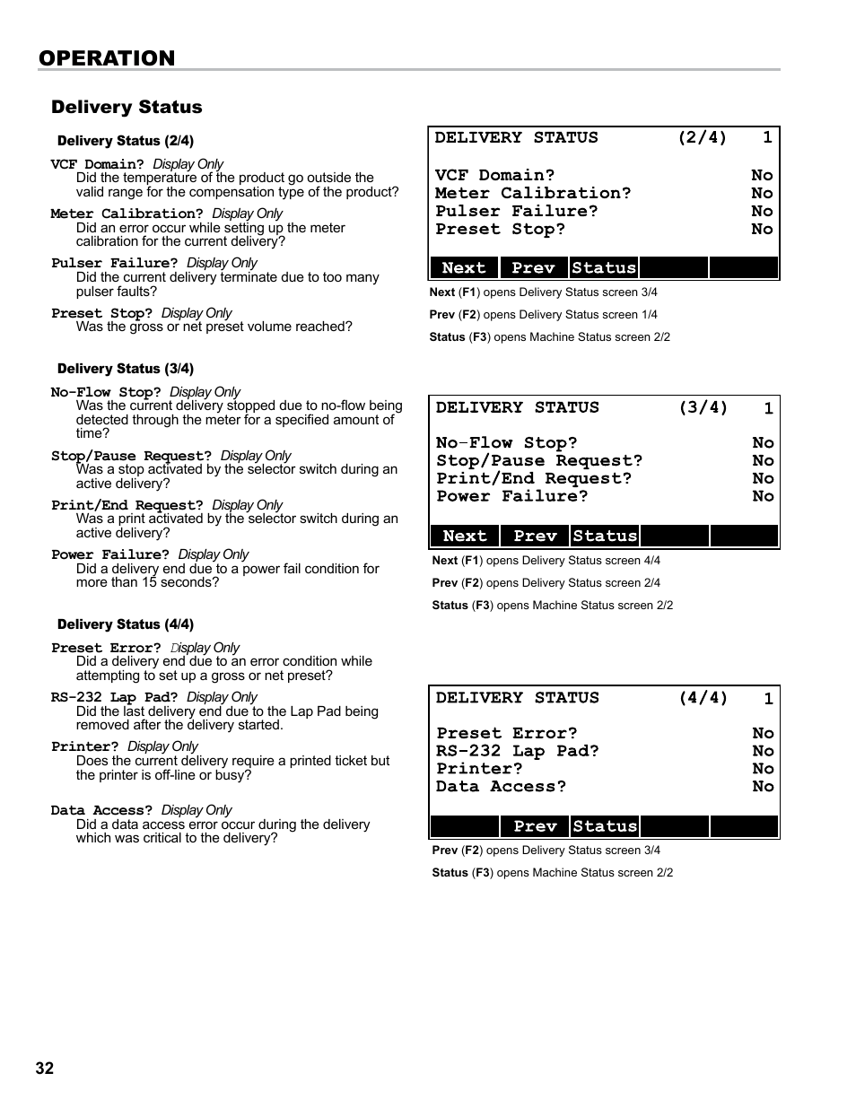 Operation, Delivery status | Liquid Controls DMS i1000 EZConnect Operators User Manual | Page 32 / 36