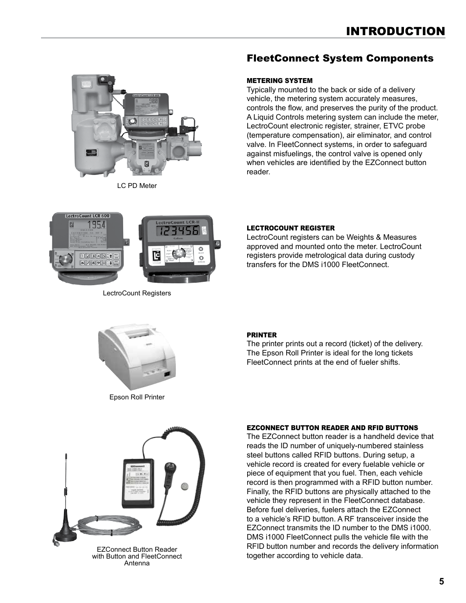 Introduction, Fleetconnect system components | Liquid Controls DMS i1000 EZConnect Operators User Manual | Page 5 / 36
