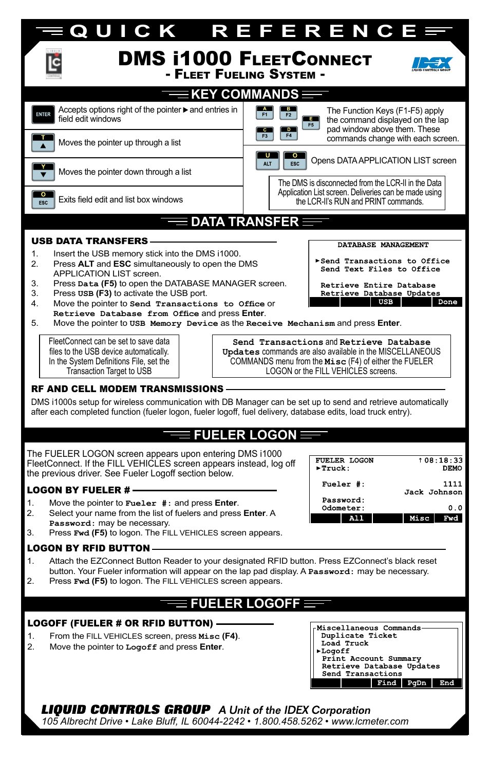Liquid Controls DMS i1000 Quick Reference - EZConnect User Manual | 2 pages