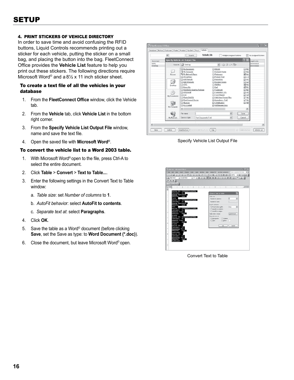 Setup | Liquid Controls EZConnect Office User Manual | Page 16 / 44