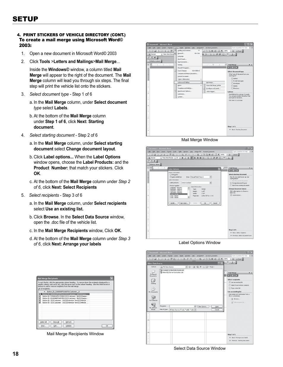 Setup | Liquid Controls EZConnect Office User Manual | Page 18 / 44