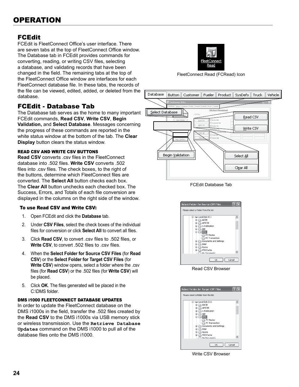 Operation, Fcedit, Fcedit - database tab | Liquid Controls EZConnect Office User Manual | Page 24 / 44