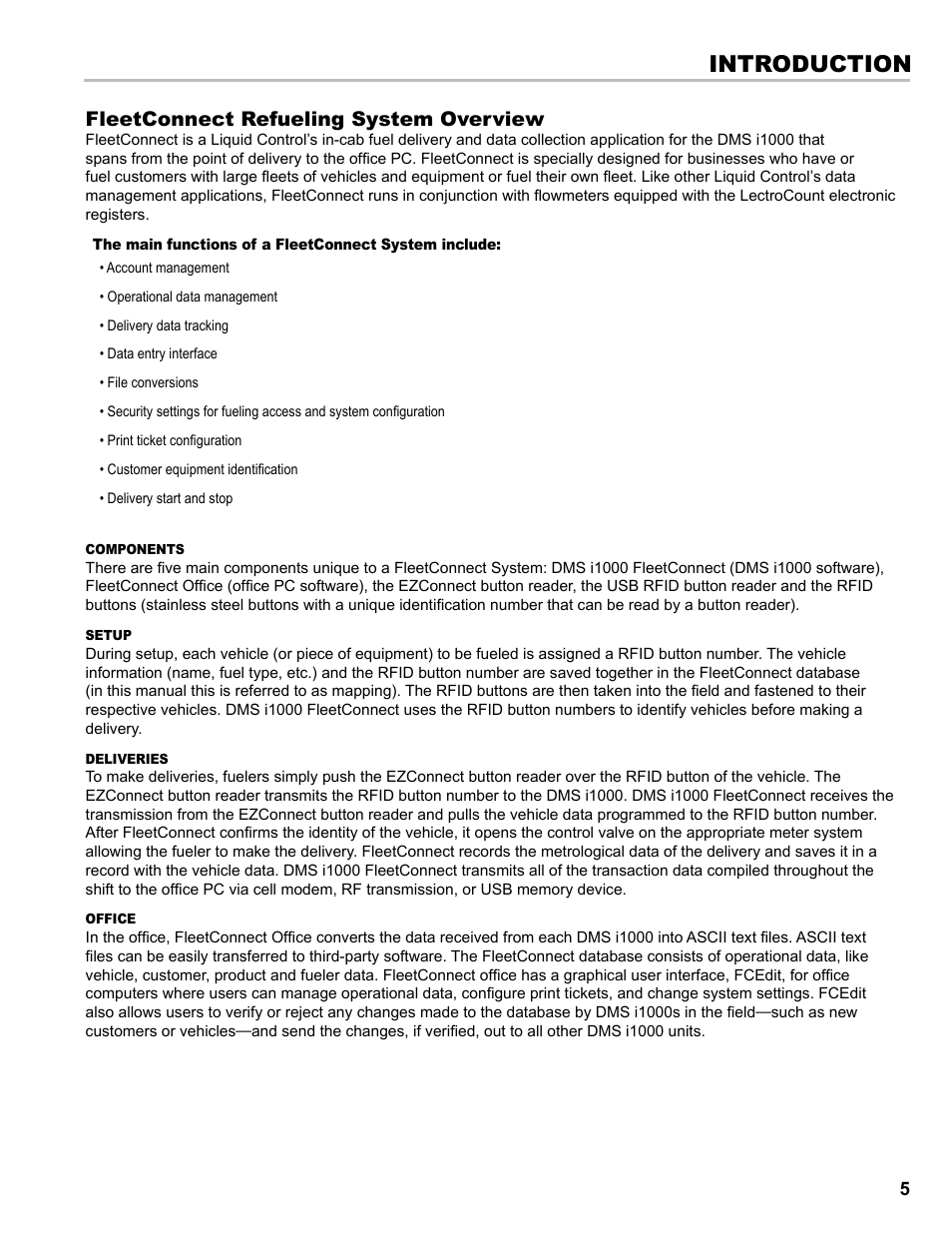 Introduction, Fleetconnect refueling system overview | Liquid Controls EZConnect Office User Manual | Page 5 / 44