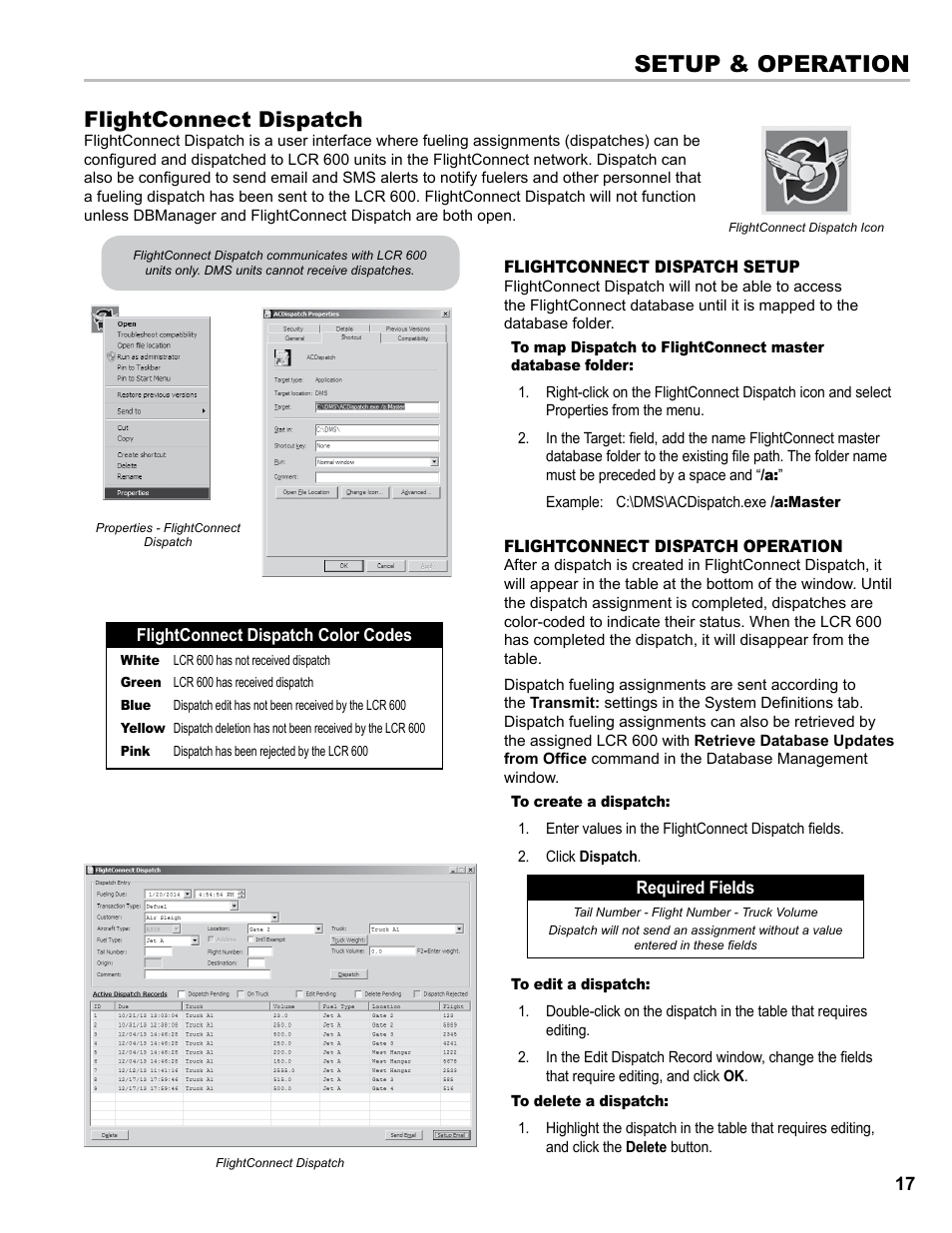 Setup & operation, Flightconnect dispatch | Liquid Controls FlightConnect Office User Manual | Page 17 / 36