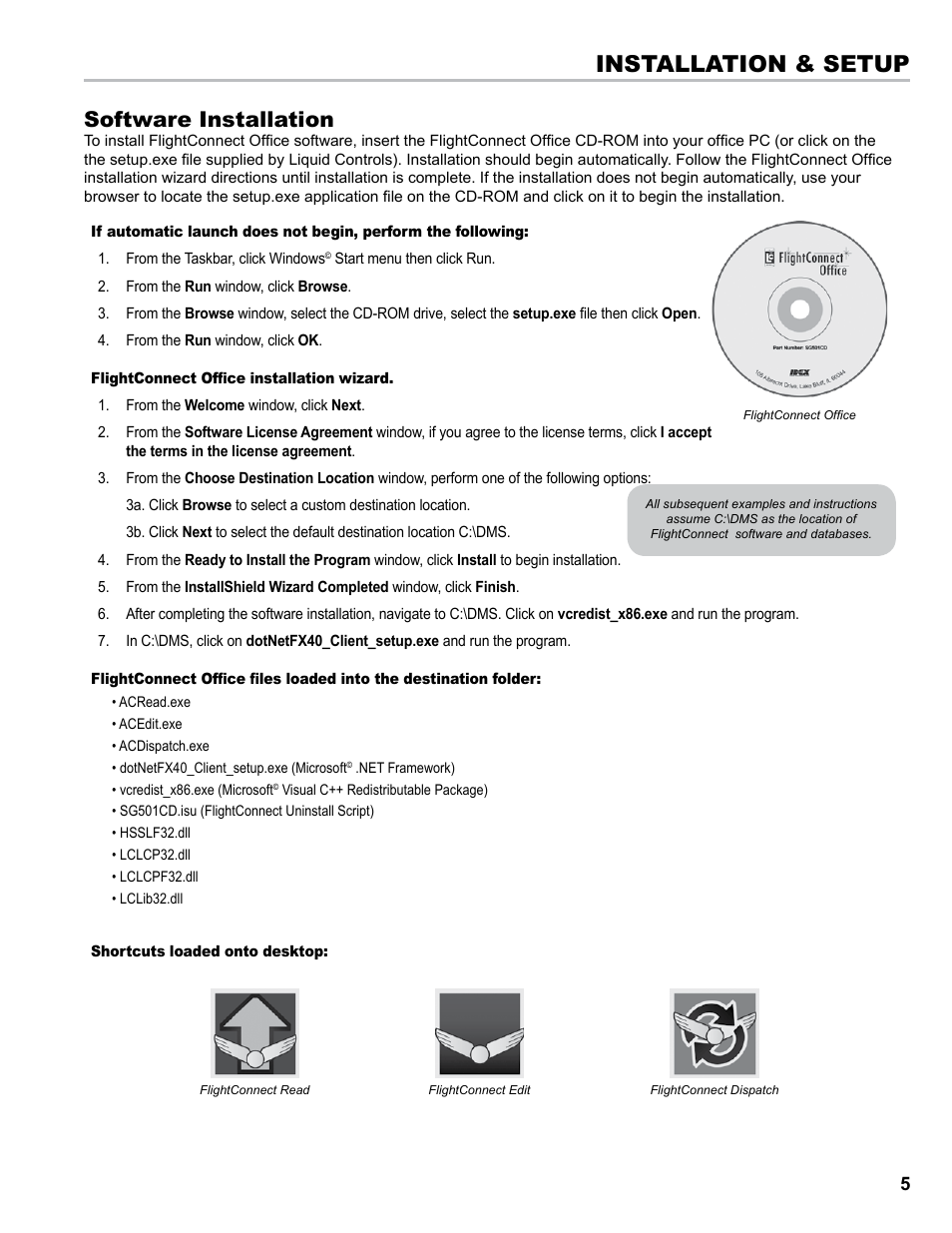 Installation & setup, Software installation | Liquid Controls FlightConnect Office User Manual | Page 5 / 36