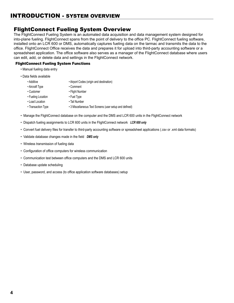 Introduction, Flightconnect fueling system overview, System overview | Liquid Controls FlightConnect Setup Guide User Manual | Page 4 / 8