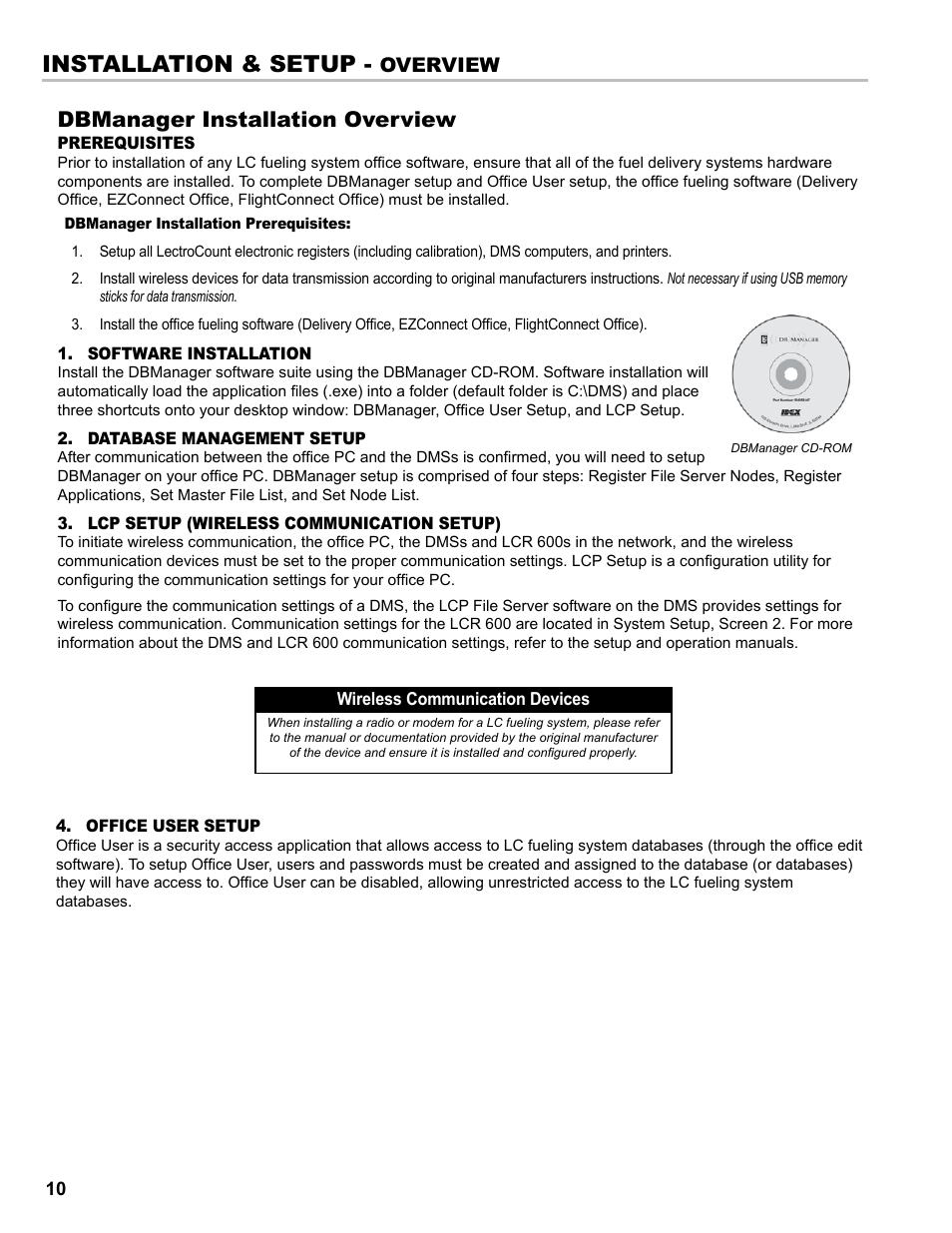 Installation & setup, Dbmanager installation overview, Overview | Liquid Controls DB Manager User Manual | Page 10 / 20