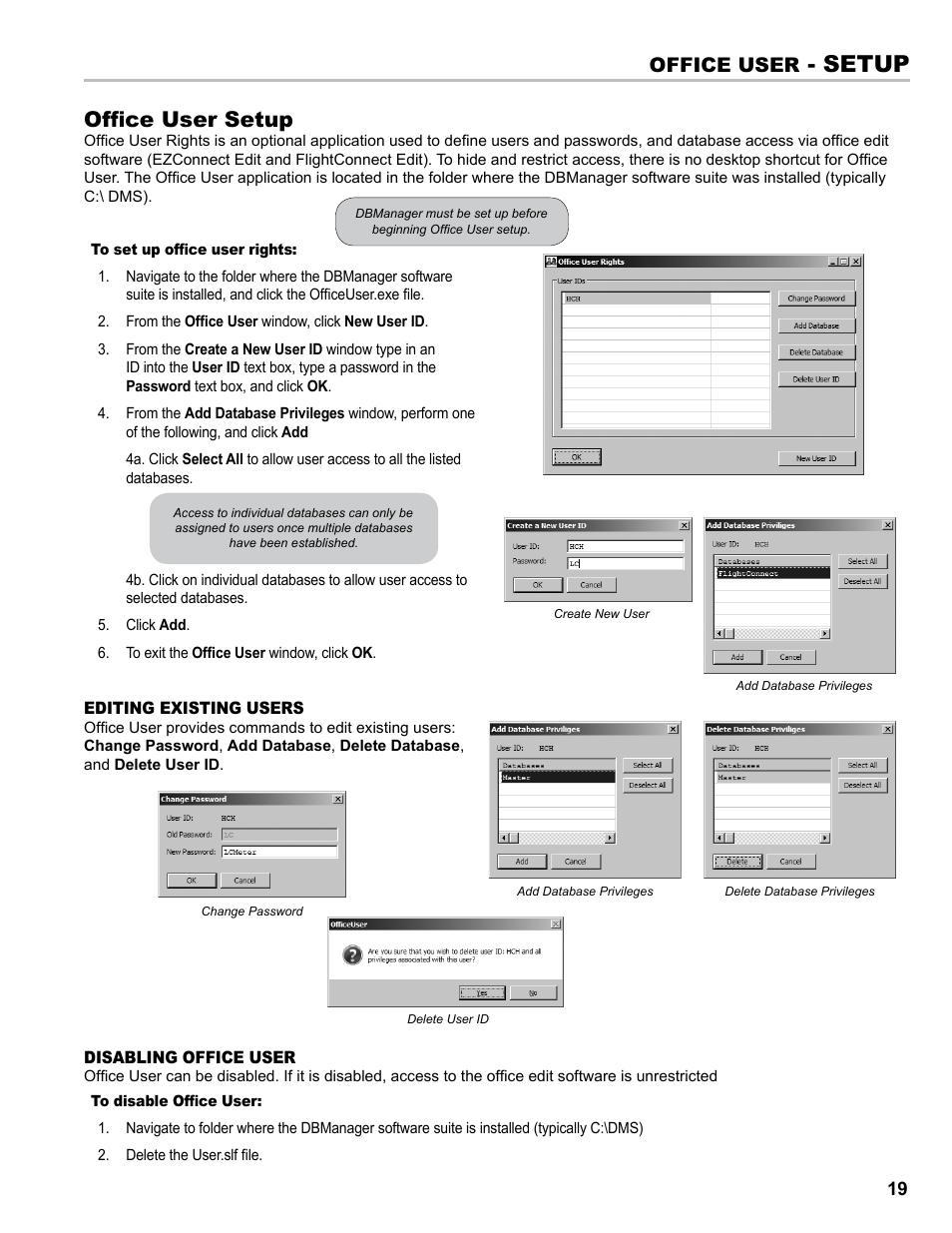 Setup, Office user setup, Office user | Liquid Controls DB Manager User Manual | Page 19 / 20