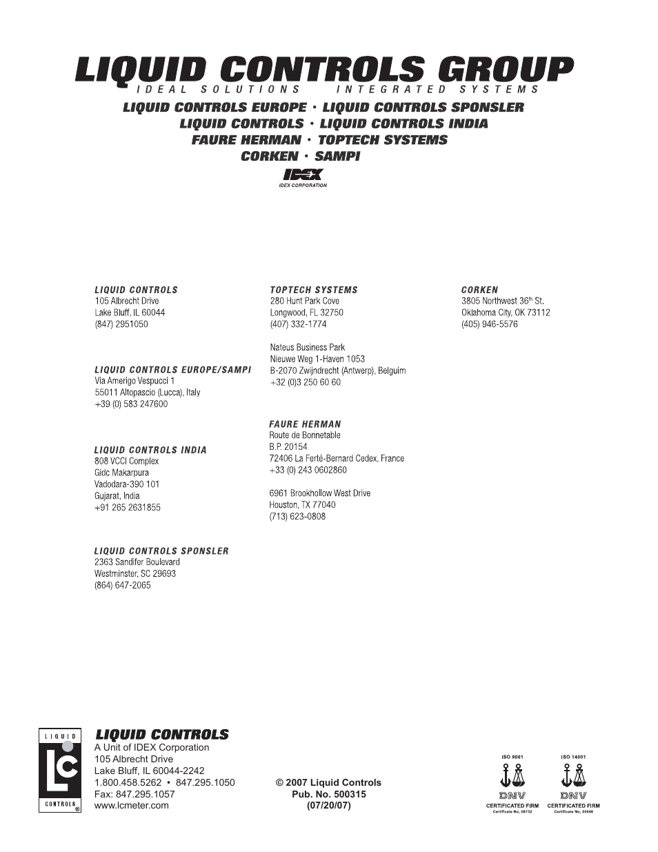 Liquid Controls Dual Meter Multiplexer User Manual | Page 8 / 8
