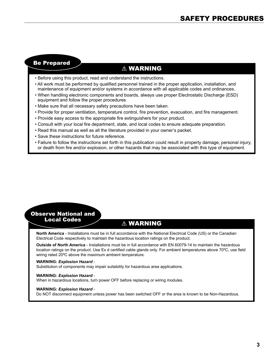 Safety procedures, Warning | Liquid Controls Differential Pressure Transducer User Manual | Page 3 / 12