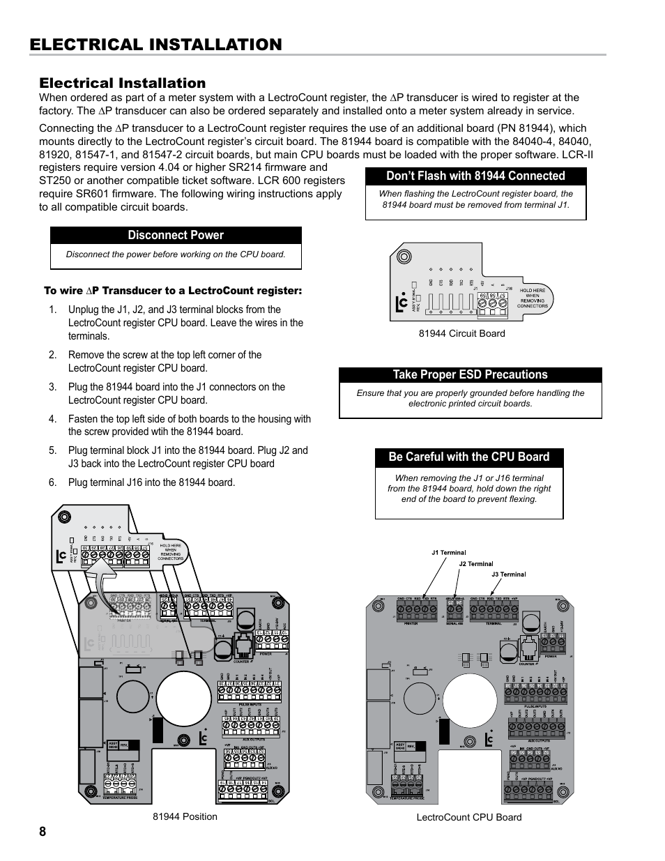 Electrical installation | Liquid Controls Differential Pressure Transducer User Manual | Page 8 / 12