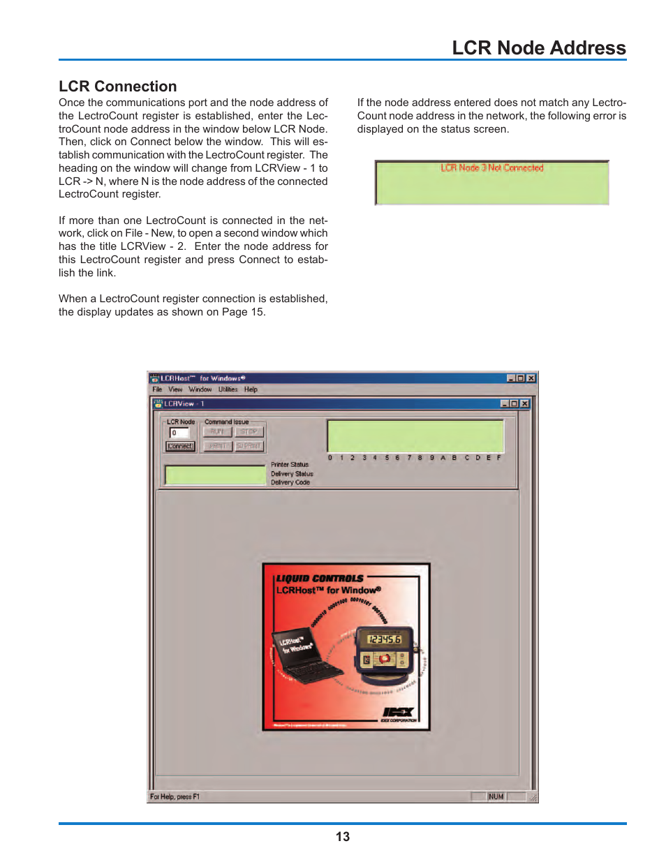 Lcr node address | Liquid Controls WinHost Operation User Manual | Page 13 / 44