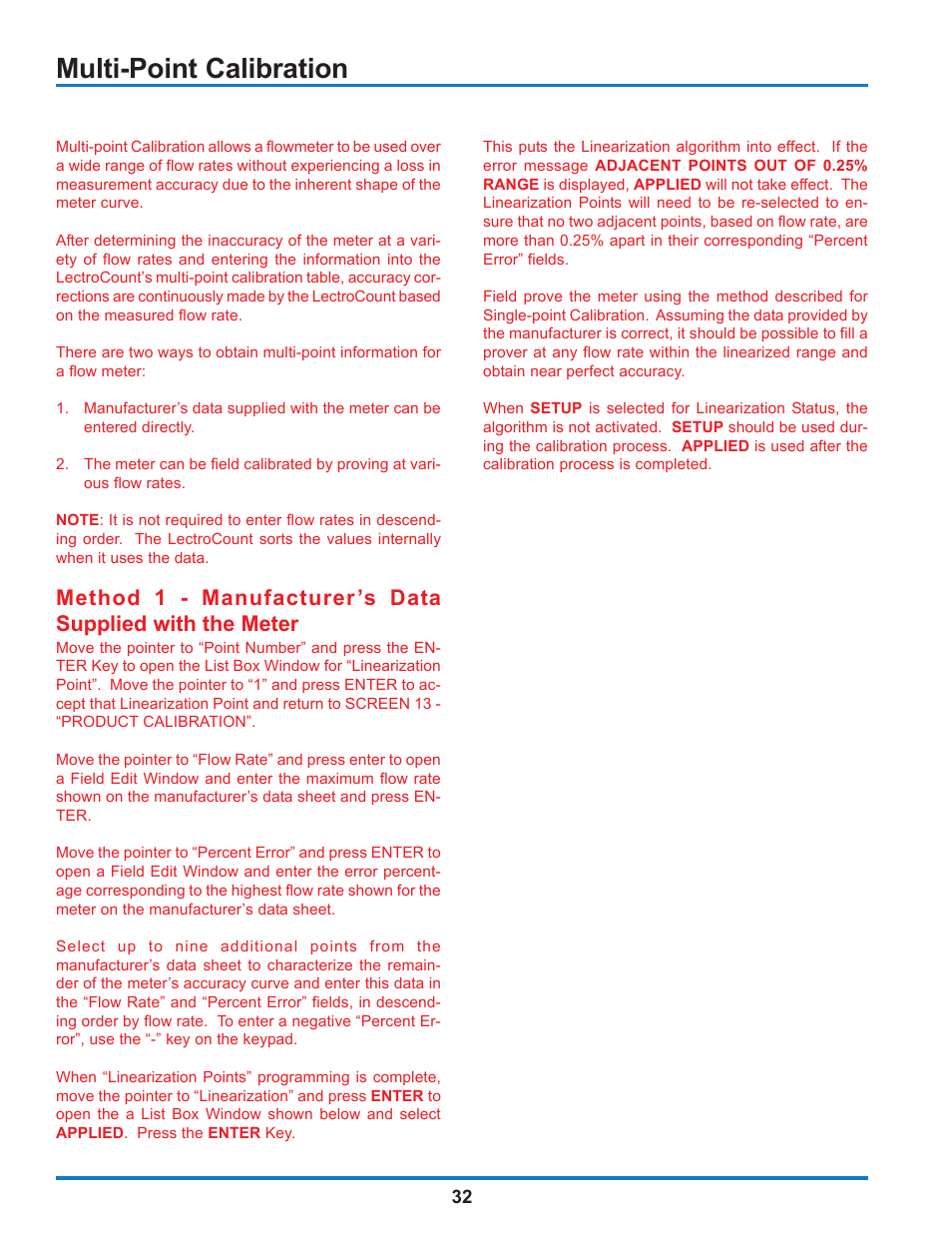 Multi-point calibration | Liquid Controls WinHost Operation User Manual | Page 32 / 44