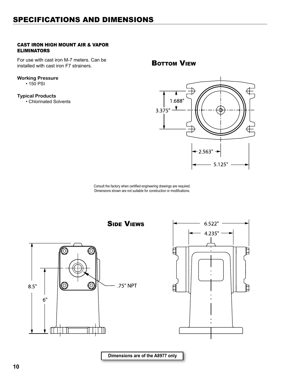 Specifications and dimensions s | Liquid Controls Mechanical Eliminators User Manual | Page 10 / 32