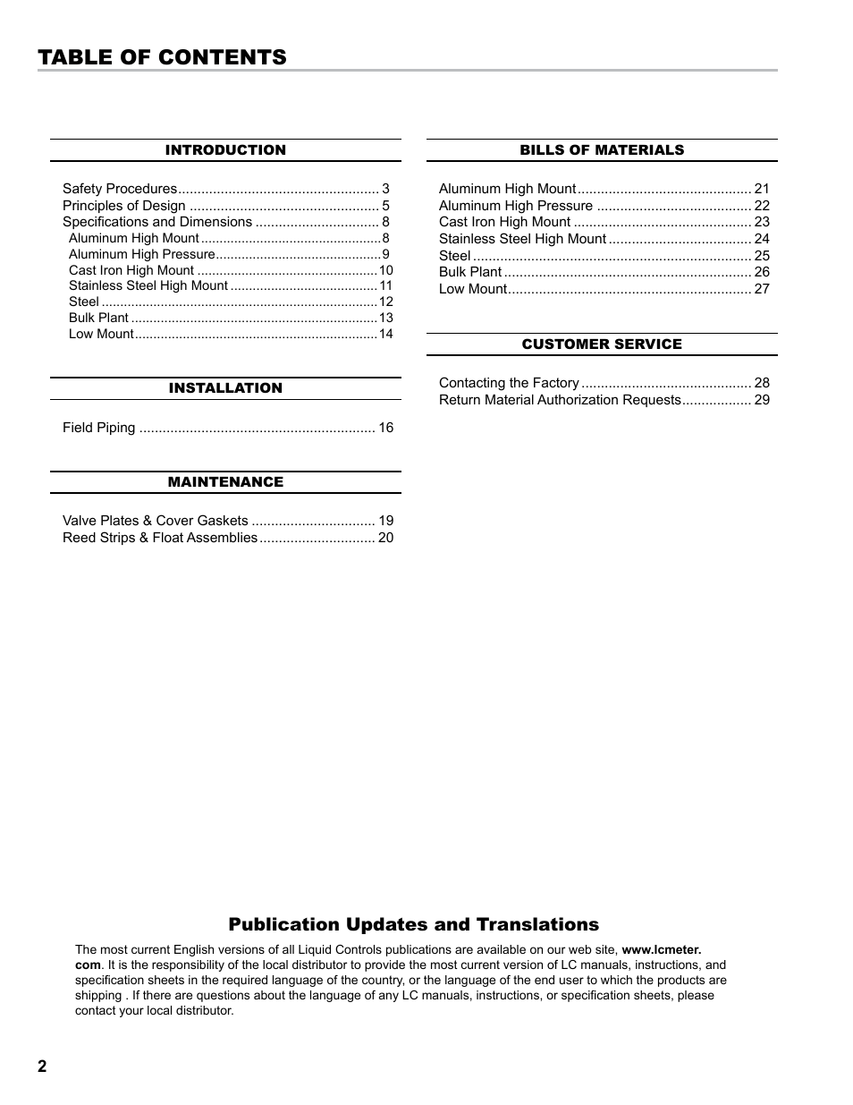 Liquid Controls Mechanical Eliminators User Manual | Page 2 / 32