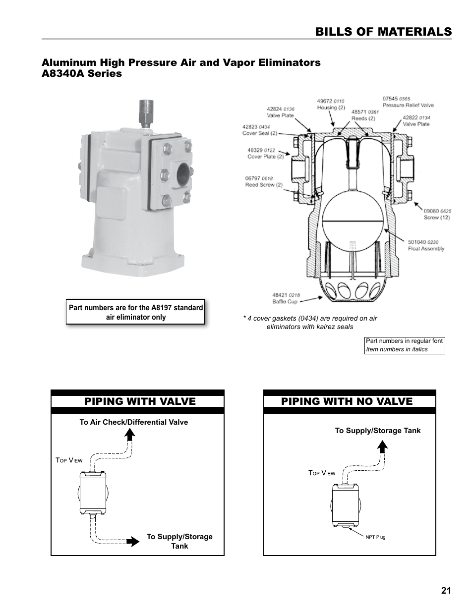 Bills of materials | Liquid Controls Mechanical Eliminators User Manual | Page 21 / 32