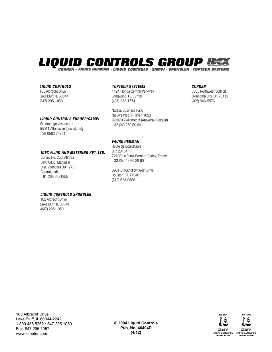 Liquid Controls Strainers F-7, FA-7, F-15, F-30 & Steel Series User Manual | Page 16 / 16