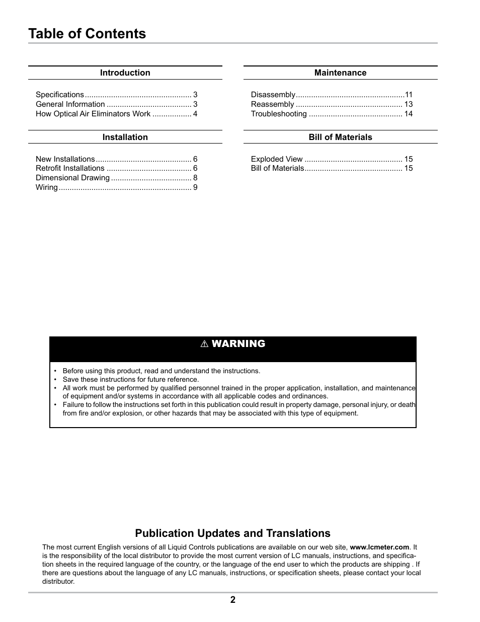 Liquid Controls Optical Air Eliminator US Patent 7000628 Refined Fuels Applications A8981 & A8981A User Manual | Page 2 / 16