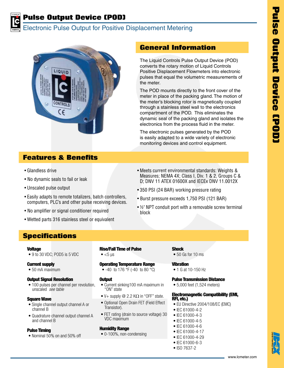 Liquid Controls Pulse Output Device POD User Manual | 2 pages