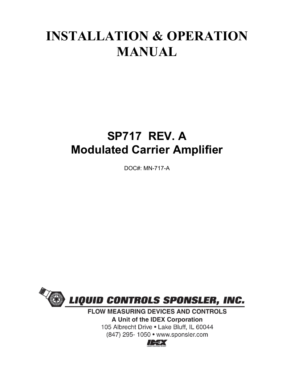 Liquid Controls SP717 User Manual | 4 pages