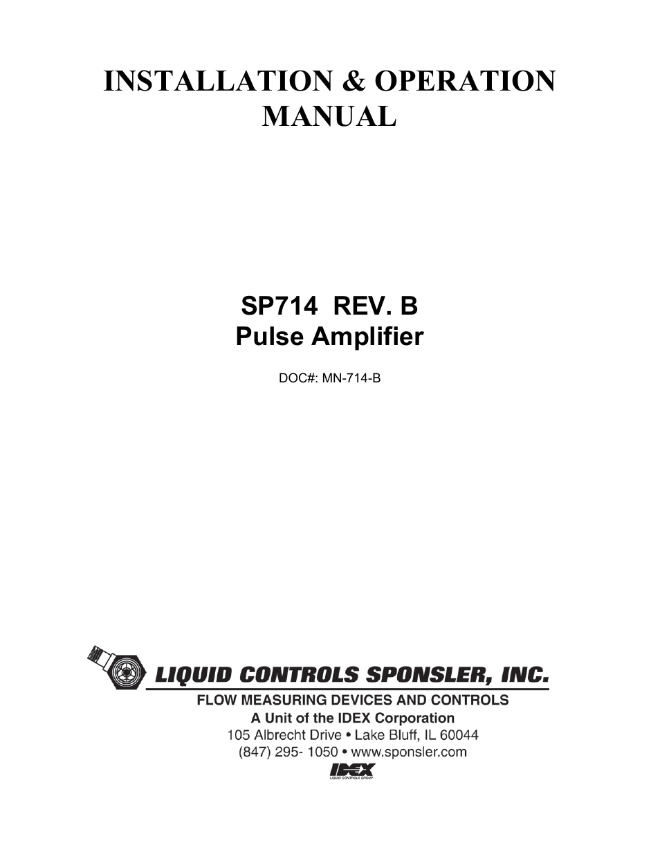 Liquid Controls SP714 User Manual | 4 pages
