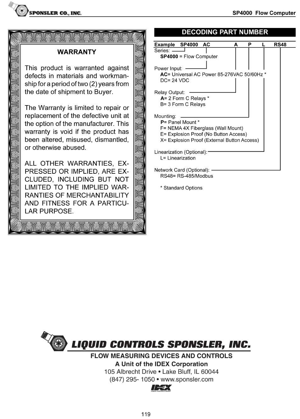Liquid Controls SP4000 User Manual | Page 122 / 122
