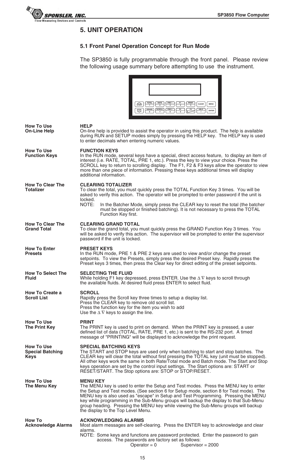 Unit operation | Liquid Controls SP3850 User Manual | Page 19 / 77