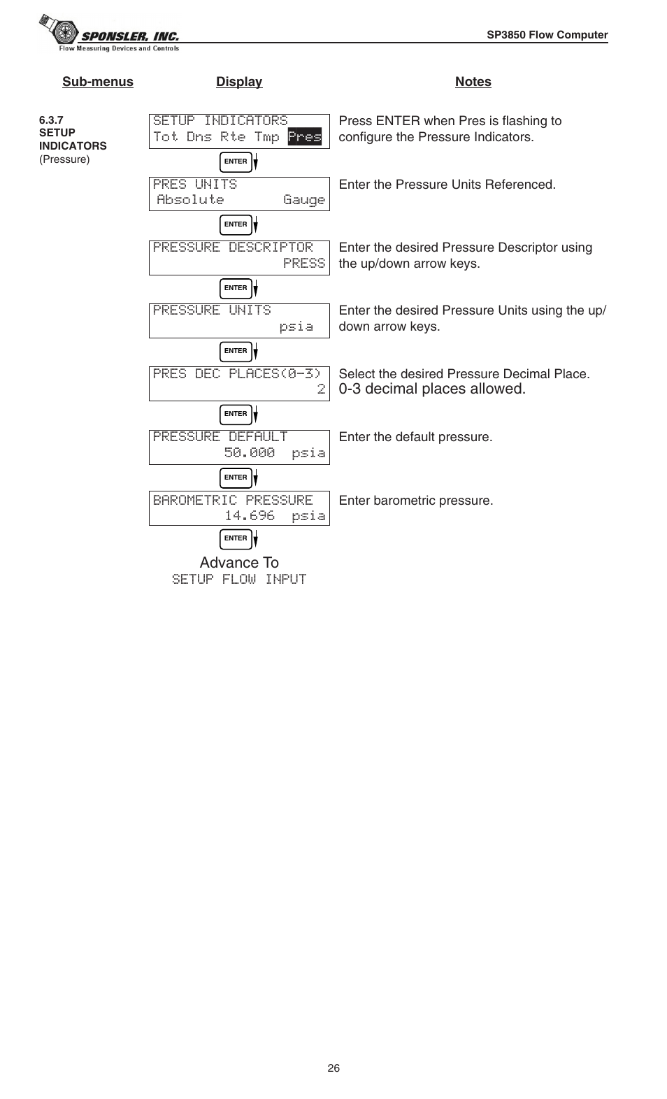 3 decimal places allowed | Liquid Controls SP3850 User Manual | Page 30 / 77