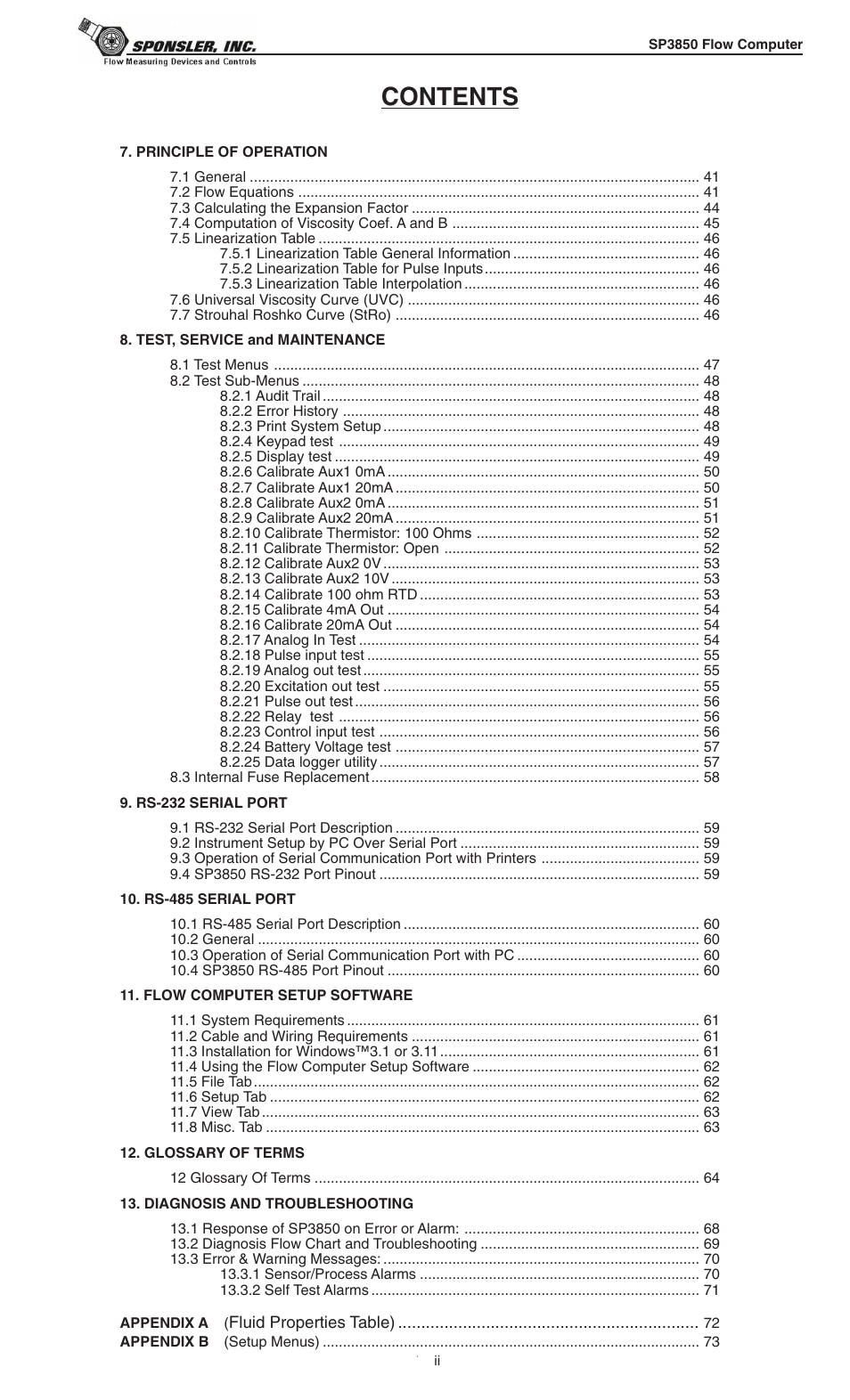 Liquid Controls SP3850 User Manual | Page 4 / 77