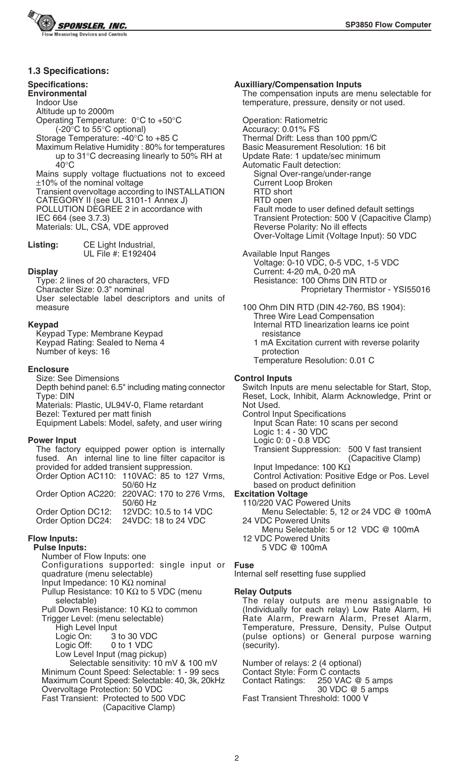 Liquid Controls SP3850 User Manual | Page 6 / 77
