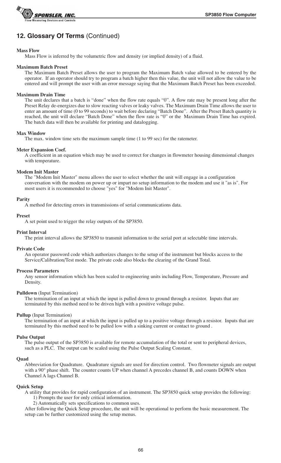 Glossary of terms (continued) | Liquid Controls SP3850 User Manual | Page 70 / 77