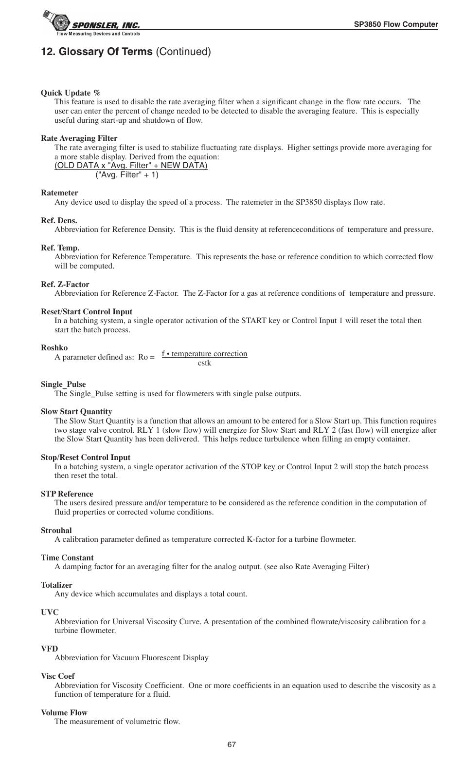 Glossary of terms (continued) | Liquid Controls SP3850 User Manual | Page 71 / 77