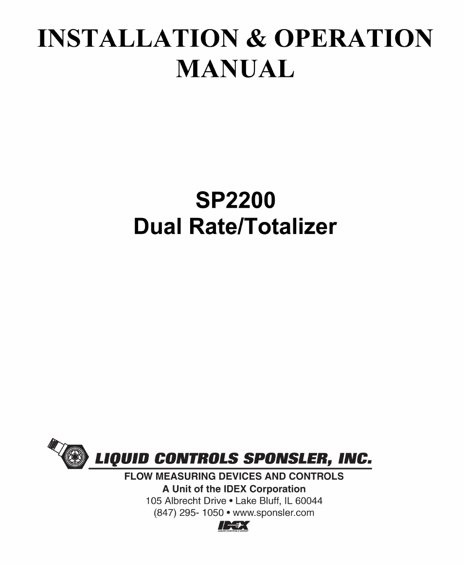 Liquid Controls SP2200 User Manual | 25 pages