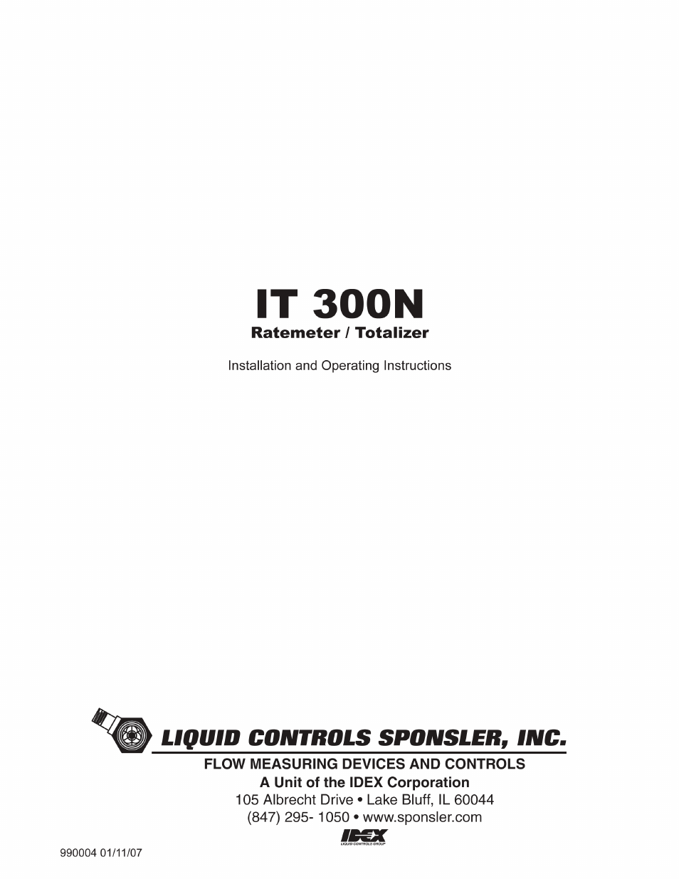 Liquid Controls IT300N User Manual | 15 pages