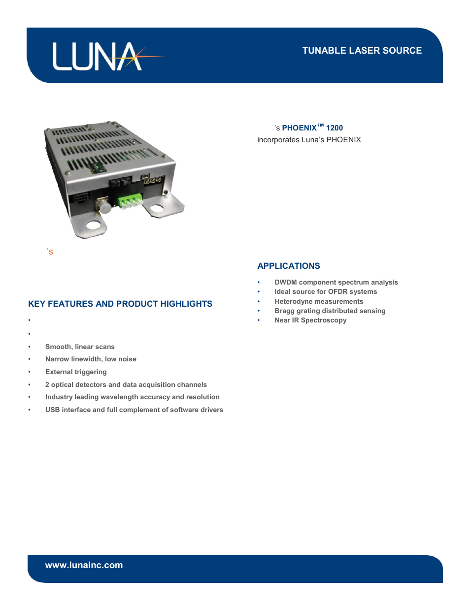 Luna PHOENIX 1200 User Manual | 2 pages